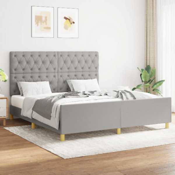 vidaXL Bettgestell mit Kopfteil Hellgrau 160x200 cm Stoff, 3125308