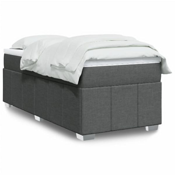 vidaXL Boxspringbett mit Matratze Dunkelgrau 100x200 cm Stoff, 3285450