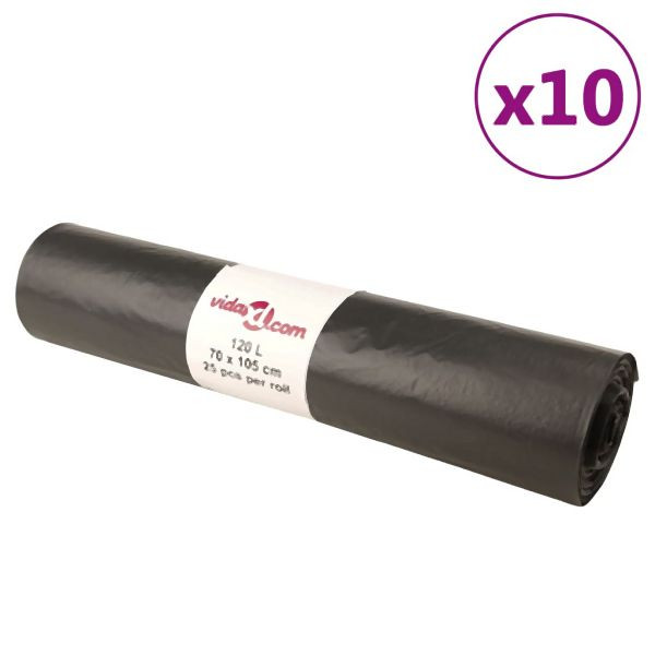 vidaXL Müllsäcke, Verpackungseinheit: 250 Beutel, Schwarz 120 L, 155340