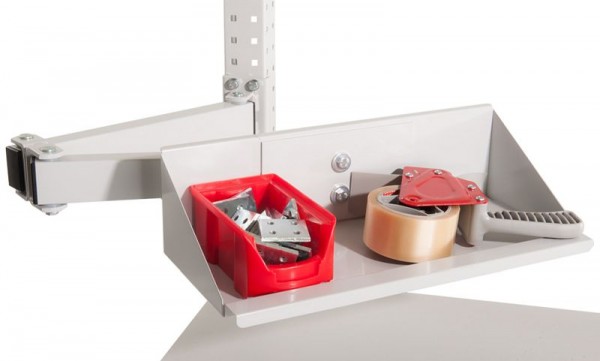 Manuflex Sichtboxen-Regal-Halter-Element für UNIVERSAL und PROFI mit Doppelgelenk, BxTxH= 435 x 165 x 120 mm, Graugrün, ZB3902.0001