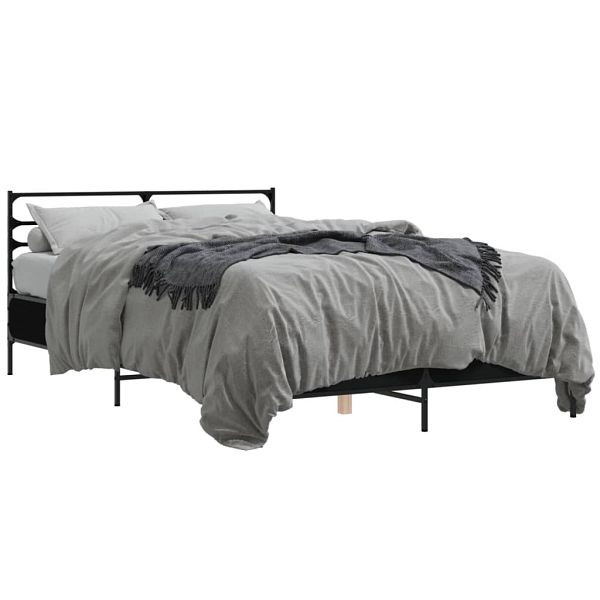 vidaXL Bettgestell Schwarz 120x190 cm Holzwerkstoff und Metall, 3280067