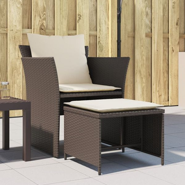 vidaXL Gartenstuhl mit Fußhocker Braun Poly Rattan, 368617