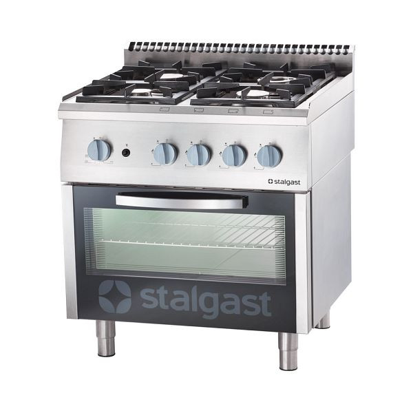 Stalgast Gasherd 4 Brenner mit Gasbackofen (GN 2/1) Serie 700 ND - G20, 4-Brenner (2x5+2x7), SL33433SE