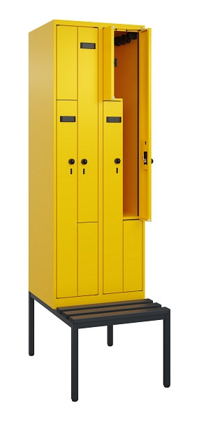 C+P Z-Spind Evolo PLUS, Bank, 4 Fächer, 2120x600x815mm, 1023/1023, Drehriegel, Sitzfläche Kunststoff, Sitzbank, 0490537-204 S10079