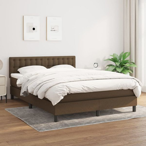vidaXL Boxspringbett mit Matratze Dunkelbraun 140x190 cm Stoff, 3140372