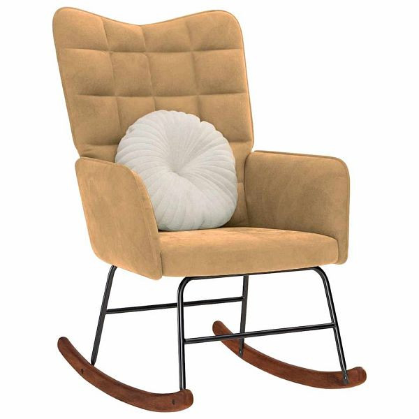 vidaXL Schaukelstuhl Braun Samt, 4016840, 8721158362650