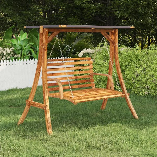 vidaXL Schaukelgestell mit Dach Anthrazit Bugholz mit Teak-Finish, 313936