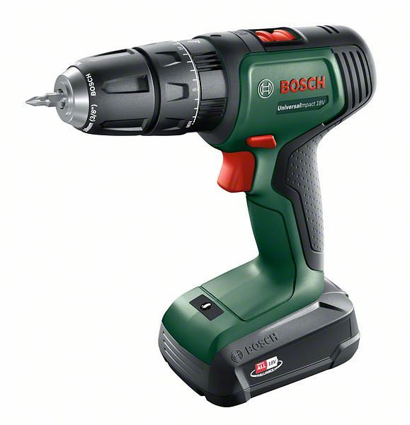 Bosch Akku-Zweigang-Schlagbohrschrauber UniversalImpact 18V mit 1x Akkupack, Ladegerät, 06039D4101