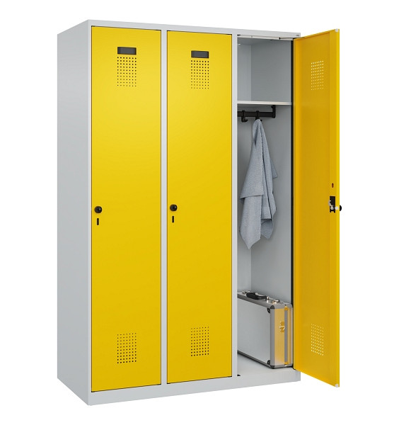 C+P Spind Evolo PLUS, 3 Abteile, 1850x1200x500mm, 7035/1023, Verschluss Drehriegel, Ablageböden 3, 049000-32 S10001