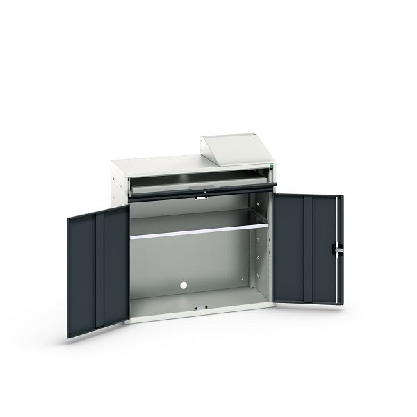 bott verso Computerschrank, mit 1 Fachboden und 1 Tablar, BxTxH: 1050 x 550 x 1130 mm, Lichtgrau / Anthrazitgrau, 16928021.19