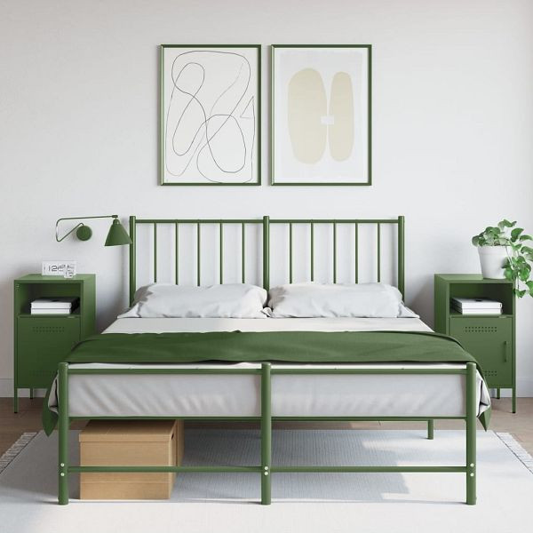 vidaXL Nachttische 2 Stück Olivgrün 36x39x68 cm Kaltgewalzter Stahl, 843075
