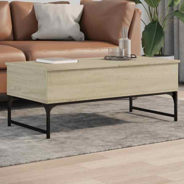 vidaXL Couchtisch Sonoma-Eiche 100x50x40 cm Holzwerkstoff und Metall, 845377