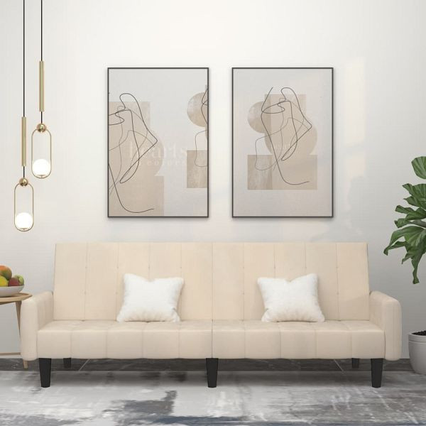 vidaXL Schlafsofa 2-Sitzer Creme Samt, Top-Qualität, 375783