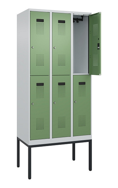 C+P Doppelstock-Spind Evolo PLUS, Gestell, 6 Fächer, 2120x900x500mm, 7035/6011, Zylinderschloss, 0493307-30 S10037
