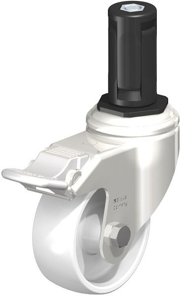 Blickle LKRXA-PO 80G-11-FI-EXR14 Edelstahl-Apparate-Lenkrolle mit Expander & Feststeller, Polyamid, Weiß, 853531