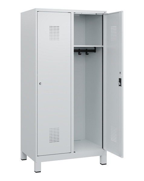 C+P Spind Evolo PLUS, Füße, 2 Abteile, 1630x800x500mm, 7035/7035, Zylinderschloss, 0490105-22 S10040