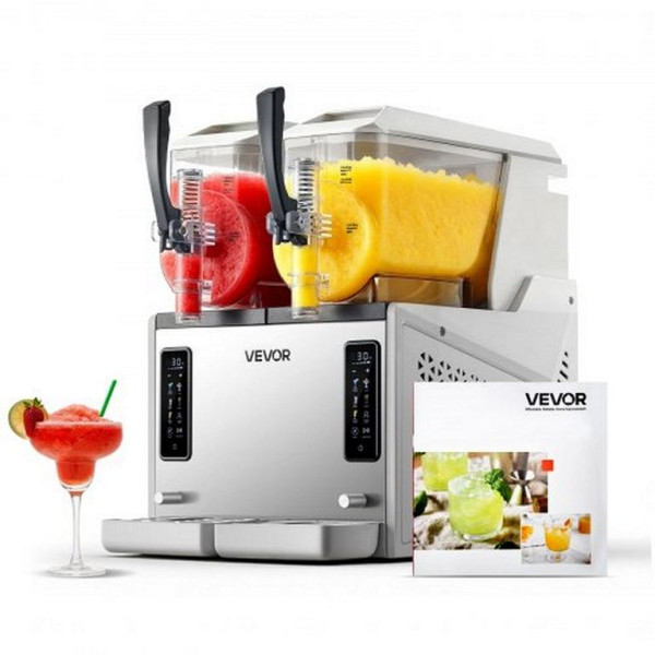 VEVOR Slush Maschine 2 x 3 L, 450 W, Elektrische Margarita-Maschine, Selbstreinigungsfunktion für Margaritas, Frappés, Shakes, CGXXRJ25X23LBBJ9F001V2