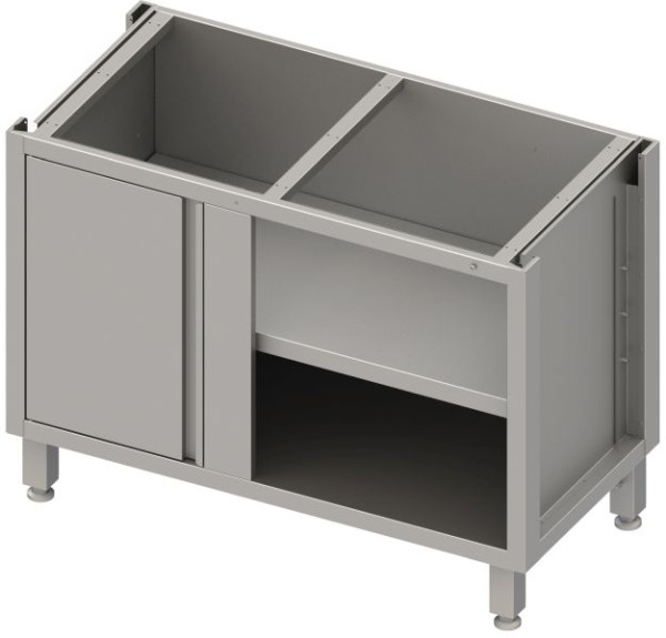 Stalgast Edelstahl Eckunterschrank Boxversion 2.0 mit Flügeltür, für Beine/Sockelrahmen, Teil 1/2 für 640 mm Anbautiefe 1100x540x660 mm, BX115658