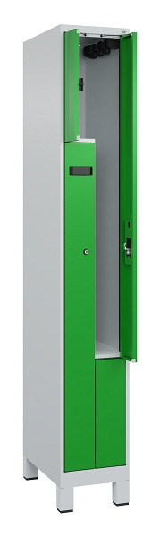 C+P Z-Spind Evolo PLUS, Füße, 2 Fächer, 1950x300x500mm, 7035/6037, Zylinderschloss, 049013-102 S10038