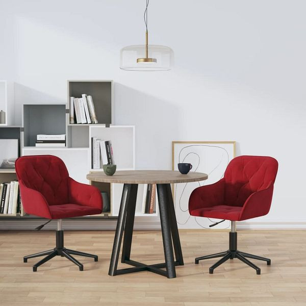 vidaXL Esszimmerstühle 2 Stück Drehbar Weinrot Samt, 3103382