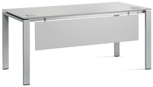 Deskin Schreibtisch 4-Fuß Basic EVO, Dekor lichtgrau, Gestell Alusilber RAL 9006, B 1600 x T 800 x H 730 mm, 275147