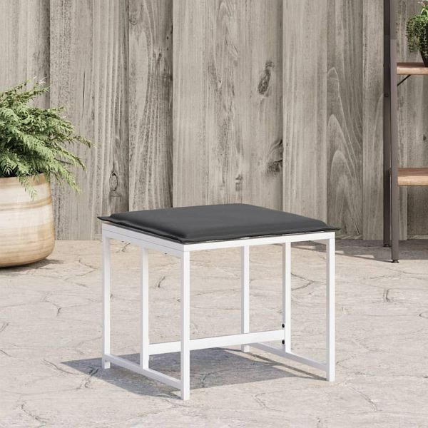 vidaXL Gartenhocker mit Kissen 4 Stück Weiß Stahl und Textilene, 4008591