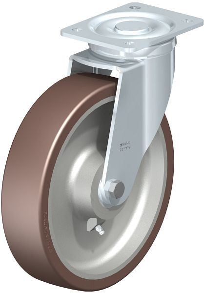 Blickle LH-GB 250K Stahlblech-Lenkrolle, Schwerlast-Ausführung, mit Anschraubplatte, Blickle Besthane®, Braun, 741988
