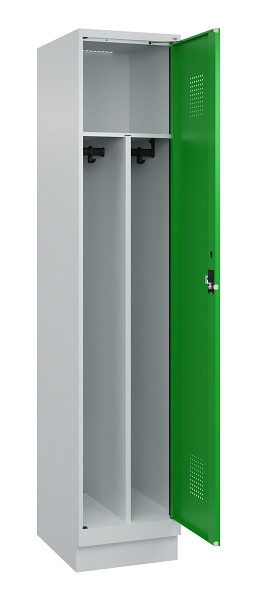 C+P Spind Evolo PLUS, mit Sockel, 1 Abteil, 1950x400x500mm, 7035/6037, Verschluss Zylinderschloss, 049020-12F S10038