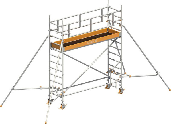 Layher Gerüst Uni Standard P2 SAFETY PLUS mit Doppelgeländer und Gerüststützen, Max. Plattformhöhe: 2,20 m, 1421122