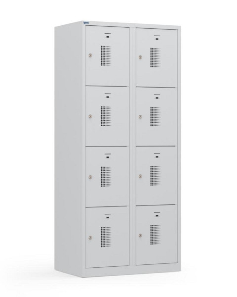 Deskin Schließfachschränke System SP1 Basic, Lichtgrau RAL 7035, 800 x 500 x 1800 mm, 2 Abteile, Korpus: Lichtgrau RAL 7035, 348716