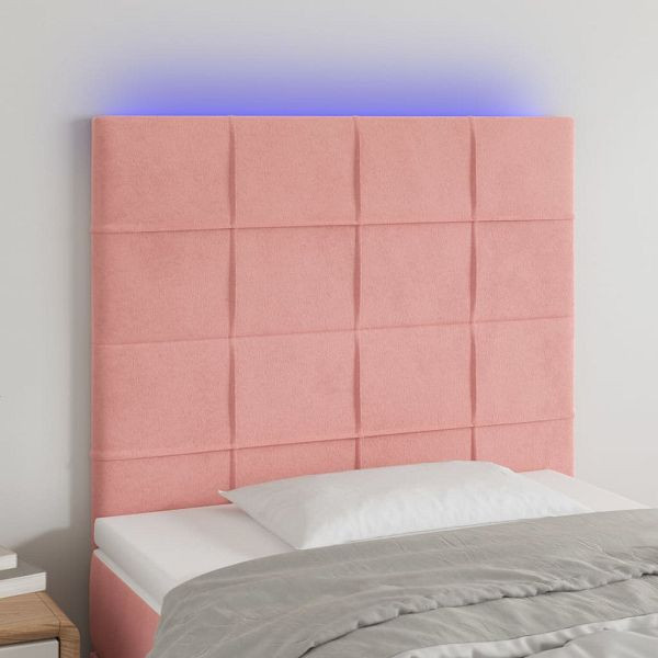 vidaXL LED Kopfteil Rosa 90x5x118/128 cm Samt, Füllung: Schaumstoff, 3122465