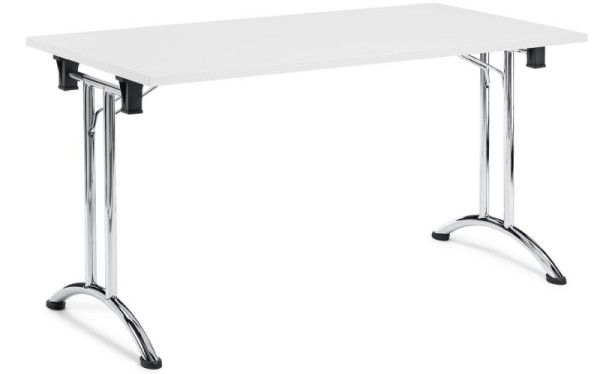 Deskin Klapptisch MODUL, Platte Holzdekor Weiß, Gestell verchromt, B 1600 x T 700 x H 730 mm, 250702
