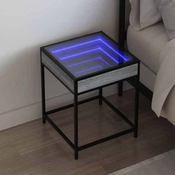 vidaXL Nachttisch mit Infinity-LED Grau Sonoma 40x40x51 cm, 3284094