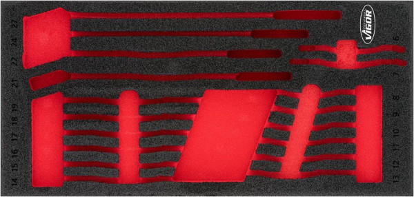 VIGOR 2-Komponenten Weichschaum-Einlagen, Einlagenmaß / Schubladengröße: S (188 x 393 x 35 mm), Verwendung: V6723, V6723-L
