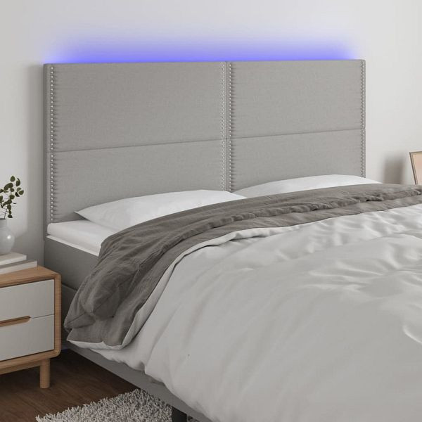 vidaXL LED Kopfteil Hellgrau 180x5x118/128 cm Stoff, 3122298
