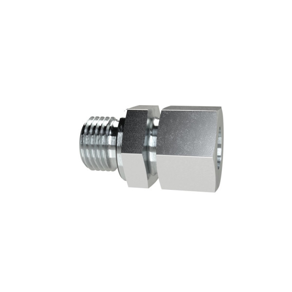 Riegler Gerade Einschraubverschraubung, G 3/8 außen, Rohr-Außen-Ø 10 mm, PN bar 630, SW1 22, SW2 22, Stahl verzinkt, 159591
