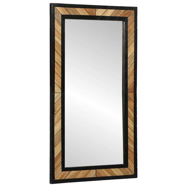 vidaXL Wandspiegel Schwarz und Braun 50 x 2 x 90 cm Massivholz Akazie, 374118
