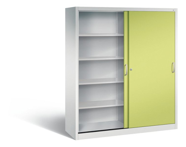C+P Schiebetürenschrank Acurado, H1950xB1600xT500mm, Farbe: Lichtgrau / Viridingrün, Bügelgriff, 5 OH, 2150-00 S10126