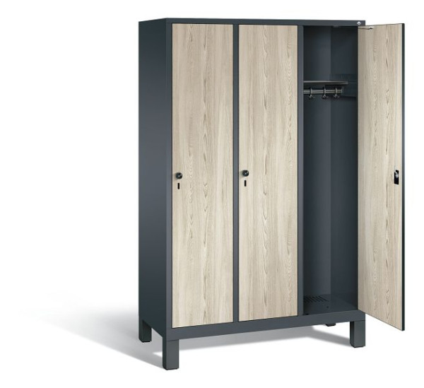 C+P Garderobenschrank Evolo, H1850xB1200xT500mm, Farbe: Anthrazitgrau / Dekor Sen-Esche, 48010-32 S10564