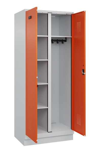 C+P Wäsche-/Garderobenspind Evolo PLUS, mit Sockel, 2 Abteile, 1950x800x500mm, 7, Frontfarbe RAL 2004 Reinorange, Zylinderschloss, 049620-22 S10029