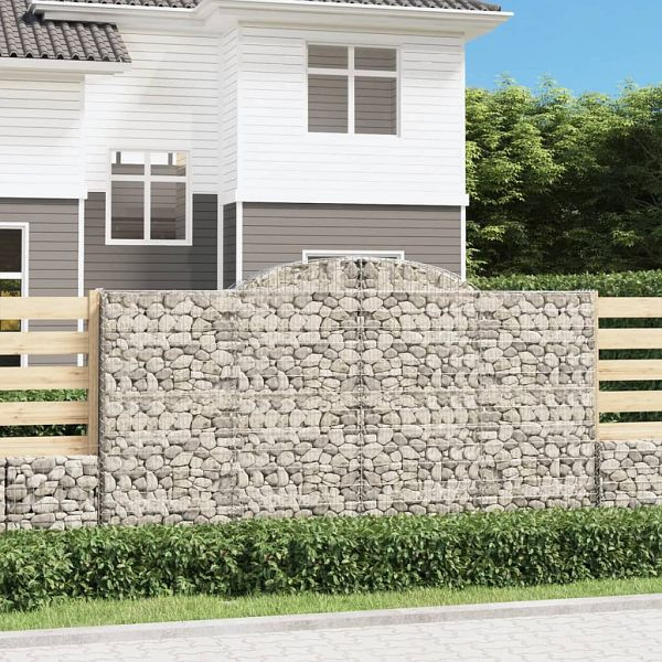 vidaXL Gabionen mit Hochbogen 11 Stück 300x50x160/180cm Verzinktes Eisen, 3146764