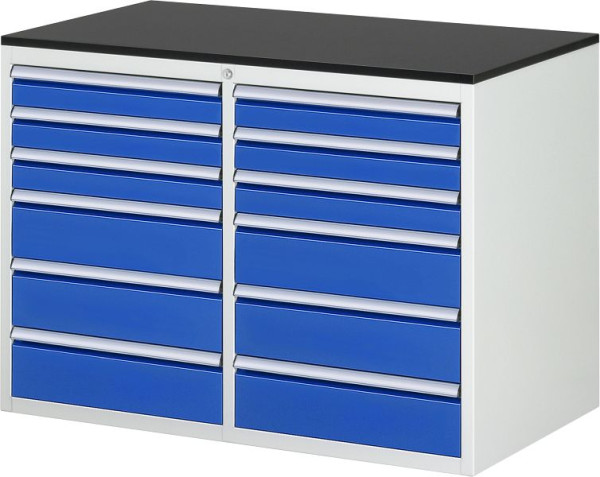 RAU Schubladenschrank Serie 7000, B1145xT650xH820mm, li: 3xH90, 3xH150mm, re: 3xH90, 3xH150mm, Arbeitsplatte melaminharzbeschichtet, 03-LL5.9.9A-M.11