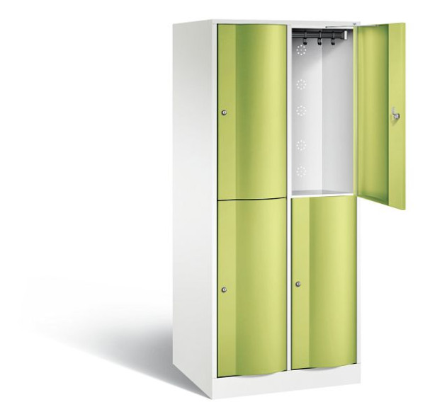 C+P Spind doppelstöckig XL Resisto, H1950xB772xT640mm, Farbe: Verkehrsweiß / Viridingrün, 8270-273 S10093