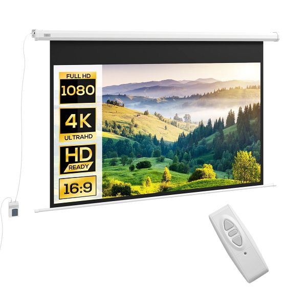 HOMCOM Beamer-Leinwand, 16:9 Format, Fernbedienung, 266 x 149 cm (120 Zoll), Weiß, 001-020V91WT
