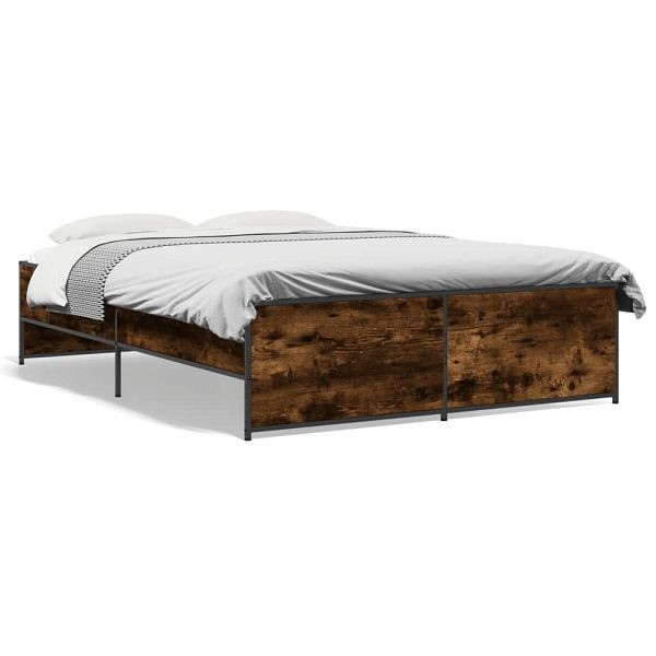 vidaXL Bettgestell Räuchereiche 120x200 cm Holzwerkstoff und Metall, 3279894