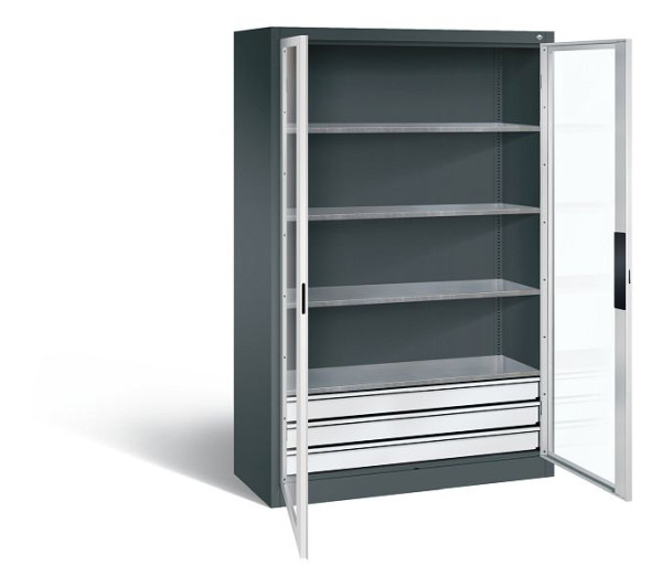 C+P Werkzeugschrank Acurado, H1950xB1200xT500mm, Farbe: Anthrazitgrau / Lichtgrau, Muldengriff, 8931-553 S10123