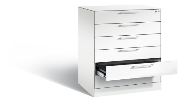 C+P Karteischrank Asisto, H1010xB800xT600mm, Farbe: Verkehrsweiß, Bügelgriff, 146243-600 S10026
