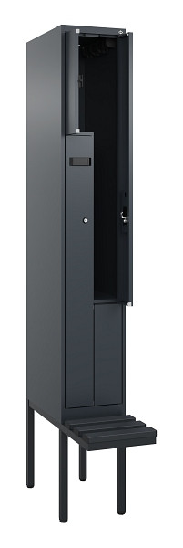 C+P Z-Spind Evolo PLUS, Bank, 2 Fächer, 2120x300x815mm, 7016/7016, Zylinderschloss, Material Sitzfläche Kunststoff, 0490437-102 S10097