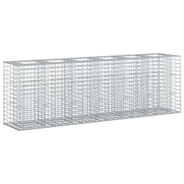 vidaXL Gabionen Hochbeet 2-teilig Silber 250 x 50 x 80 cm, 3422231
