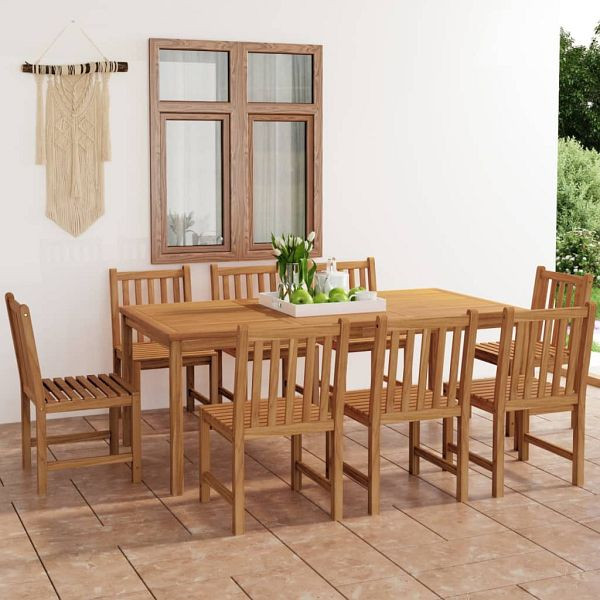 vidaXL 9-teilig Garten-Essgruppe Massivholz Teak, 3059946